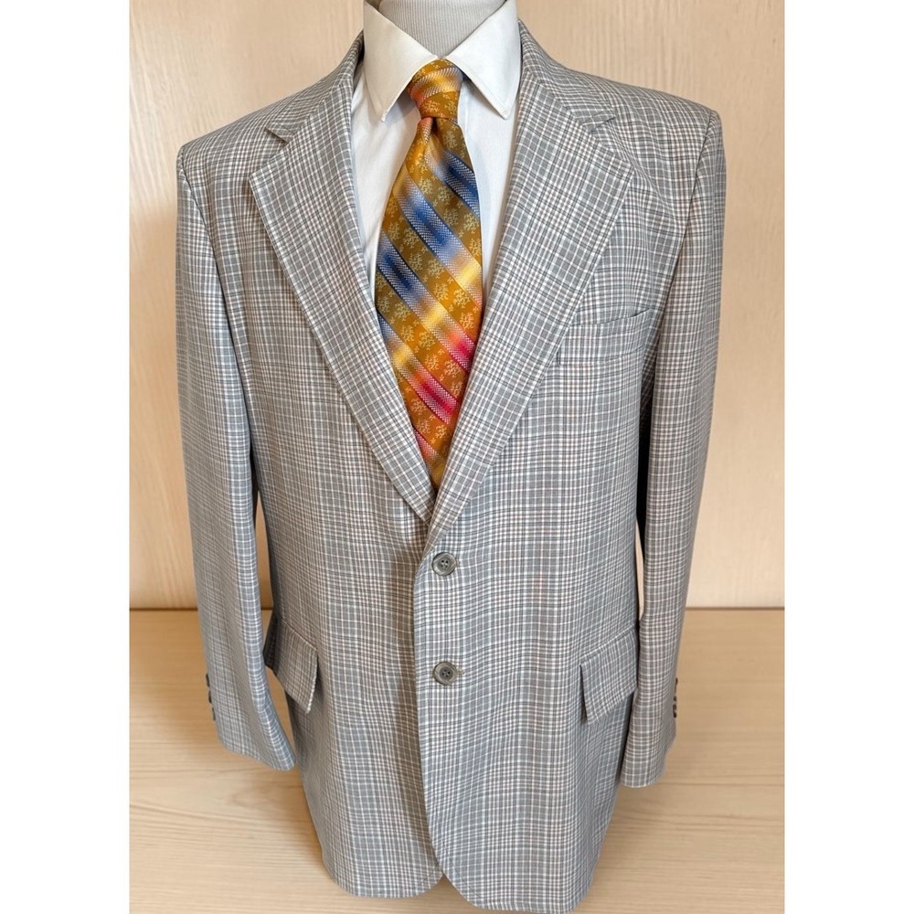 Vintage Classic Collection Sears Mens Sz 46L Multi Color Plaid Blazer Jacket